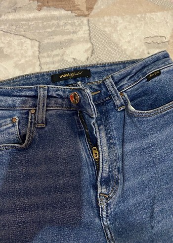 Mom jeans Mavi Midi Kot Pantolon - Görsel 2