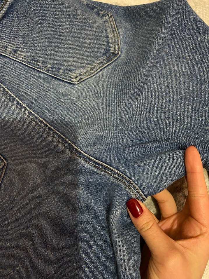 Mom jeans Mavi Midi Kot Pantolon - Görsel 4