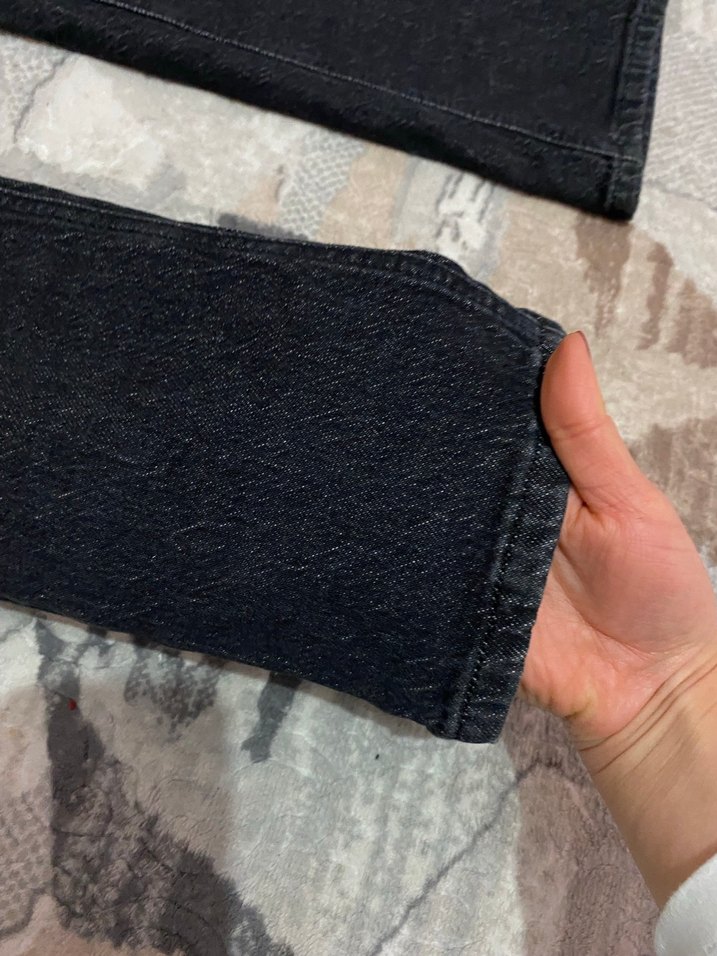 Düğmeli Siyah Regular Fit Midi Kadın Jean - Görsel 3