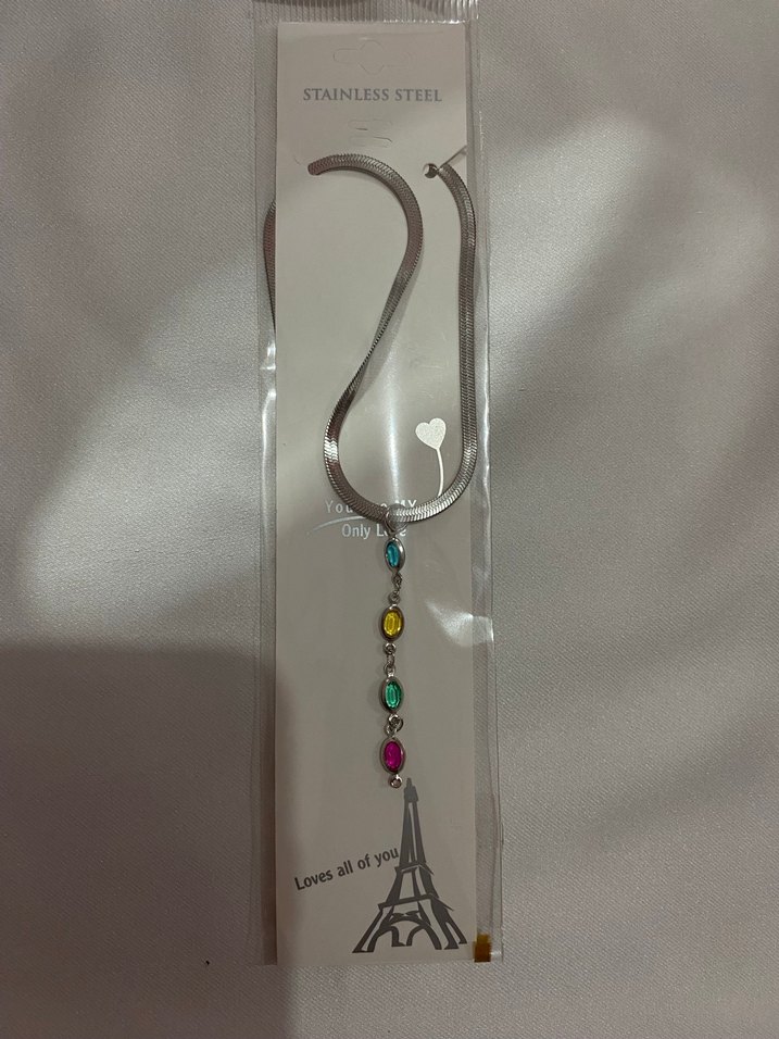 Renkli Taşlı Uzun Bohem Çelik Kolye - Görsel 2