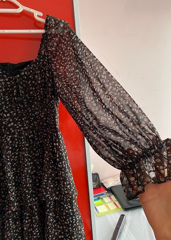 Kahverengi Desenli Bohem Midi Elbise - Görsel 3