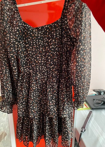 Kahverengi Desenli Bohem Midi Elbise - Görsel 5