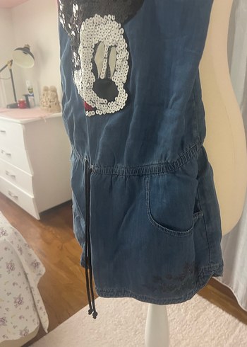 Nakışlı Straplez  Kot Tulum - Görsel 3