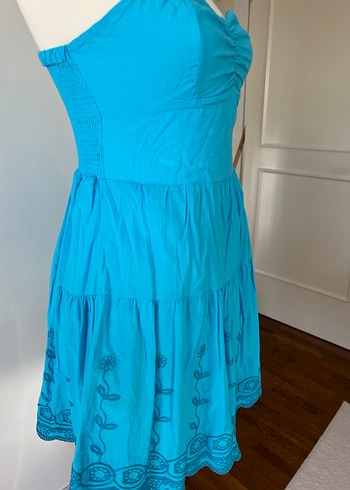 Turkuaz staplez elbise - Görsel 8