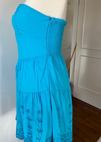 Turkuaz staplez elbise - Görsel 5