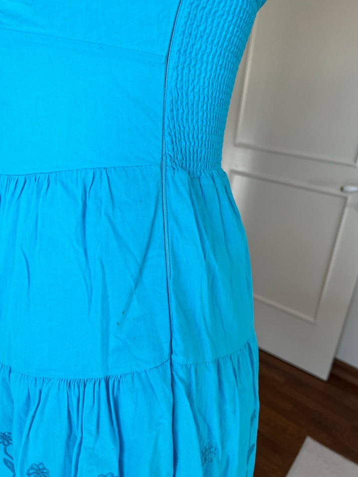 Turkuaz staplez elbise - Görsel 4