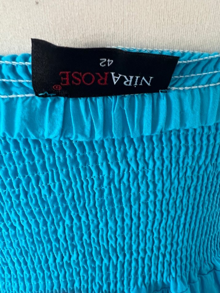 Turkuaz staplez elbise - Görsel 3