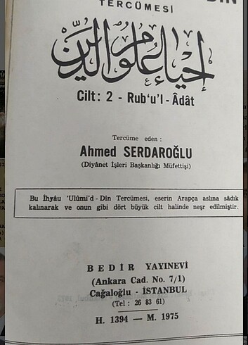 Beden İhya i Ulumiddin İmam Gazali-4 Cilt Takım