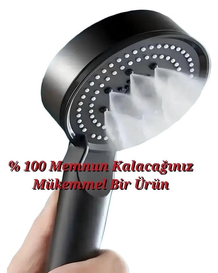 5 Fonksiyonlu Siyah Duş Başlığı Seti - Görsel 4