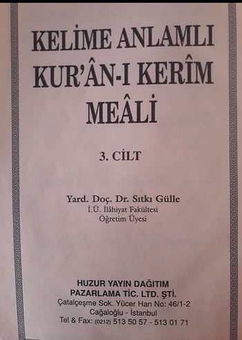 Kelime Anlamlı Kur'an-ı Kerim Meali Seti 3 Cilt - Görsel 2