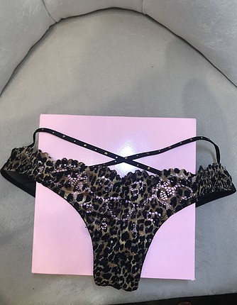 La Senza yeni ve etiketli leopar dantel ve tüllü taşlı şeritli k