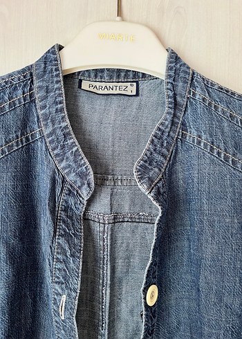 m Beden Kadın Mavi Kemerli Midi Denim Elbise