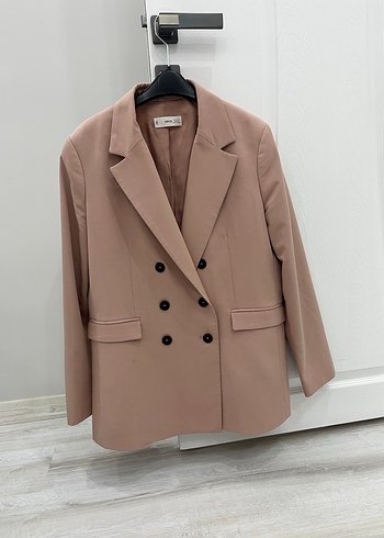 Mango Pembe Kadın Düğmeli Midi Blazer Ceket