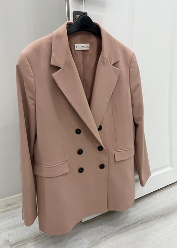 xl Beden pembe Renk Pembe Kadın Düğmeli Midi Blazer Ceket
