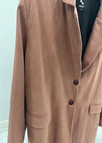xl Beden Kahverengi Süet Kadın Blazer Ceket