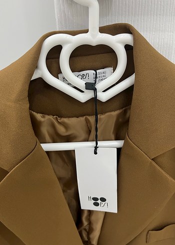 l Beden Düğmeli Kahverengi Kadın Blazer Ceket