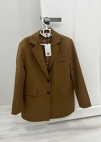 Düğmeli Kahverengi Kadın Blazer Ceket