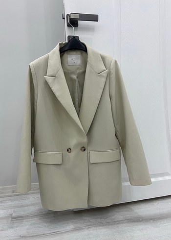 Bej Düğmeli Kadın Blazer Ceket