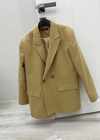 Camel Kadın Keten Blazer Ceket
