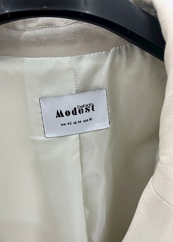 xl Beden Bej Düğmeli Kadın Keten Blazer Ceket
