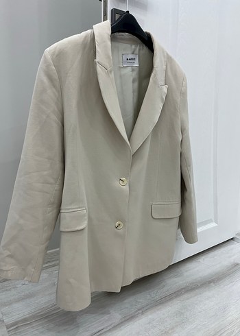 Defacto Bej Düğmeli Kadın Keten Blazer Ceket