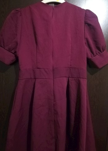 40 Beden Bordo V Yaka Midi Elbise