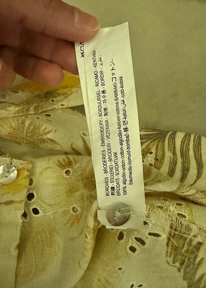 Zara sarı renk fisto çiçek desenli gömlek - Görsel 5