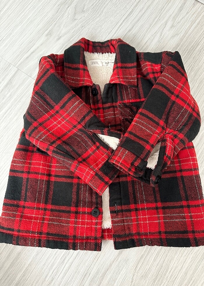 Zara içi kürklü ekose gömlek ceket - Görsel 2