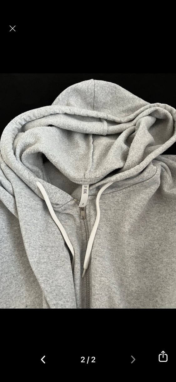 Gri Kapüşonlu Fermuarlı Kadın Sweatshirt - Görsel 2