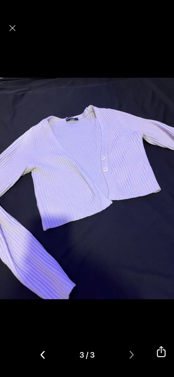 Mor Düğmeli İnce Triko Kadın Hırka - Görsel 3