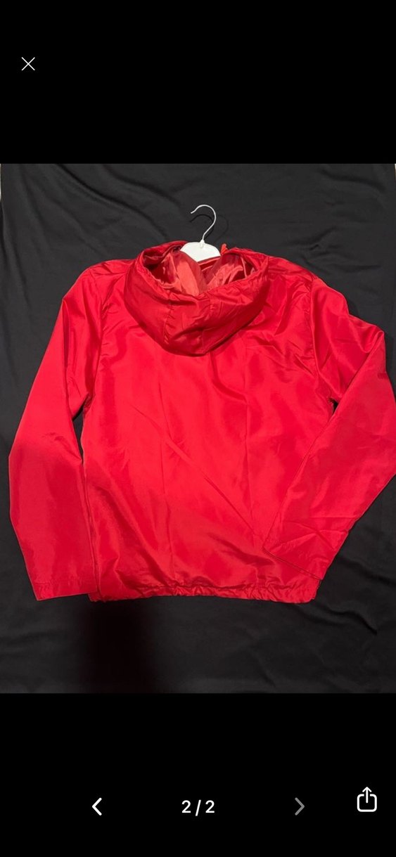 Kırmızı Kapüşonlu Fermuarlı yağmurluk - Görsel 2