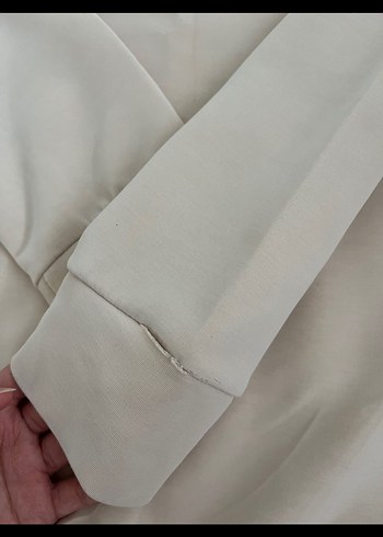 Kadın krem Basic Sweatshirt - Görsel 3