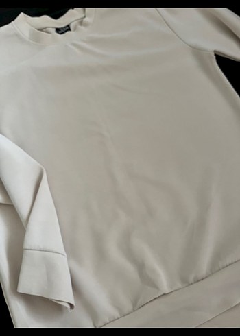 Kadın krem Basic Sweatshirt - Görsel 2