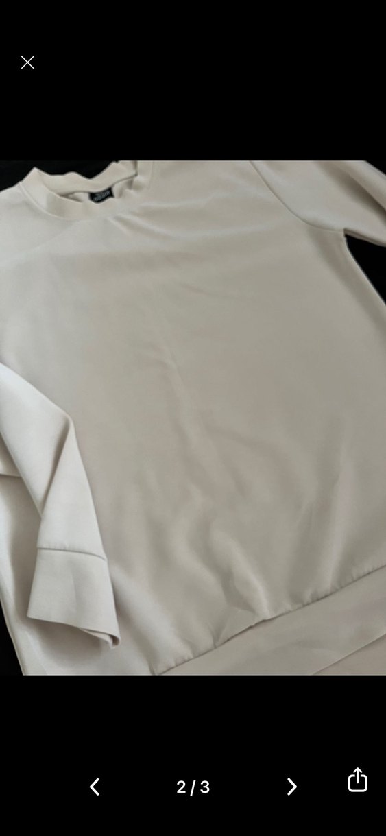 Kadın krem Basic Sweatshirt - Görsel 2