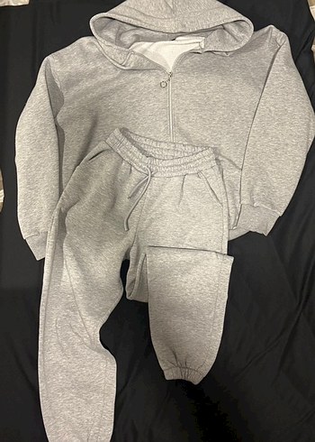 Gri Kadın Kapüşonlu Eşofman Takımı - Görsel 2