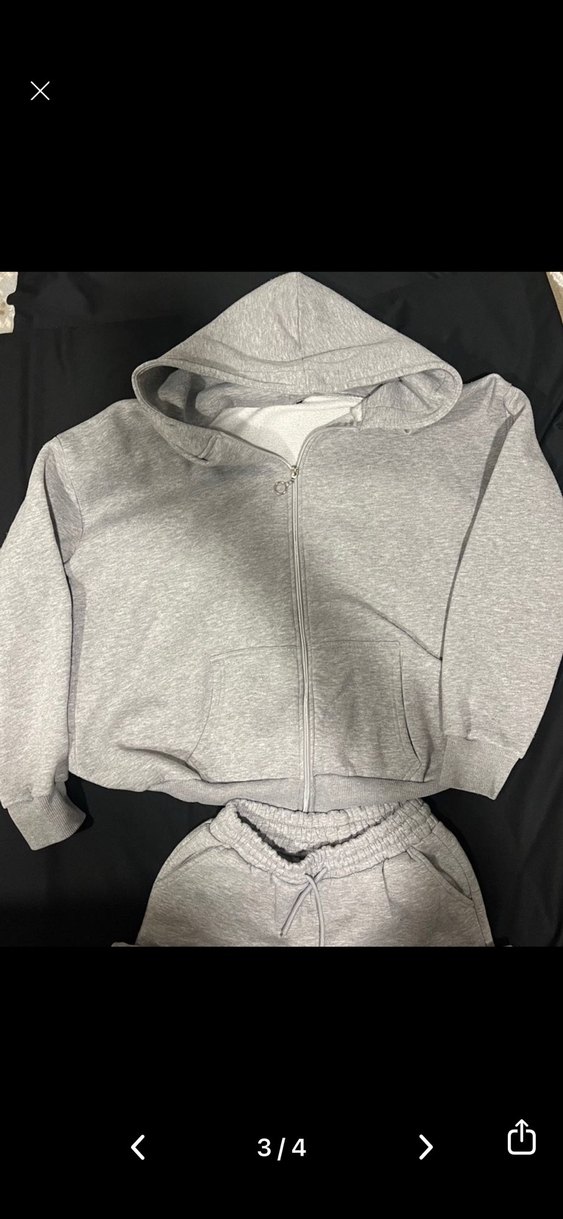 Gri Kadın Kapüşonlu Eşofman Takımı - Görsel 3