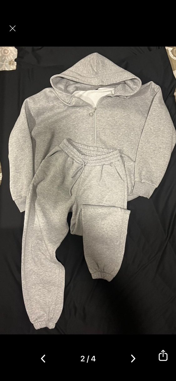 Gri Kadın Kapüşonlu Eşofman Takımı - Görsel 2