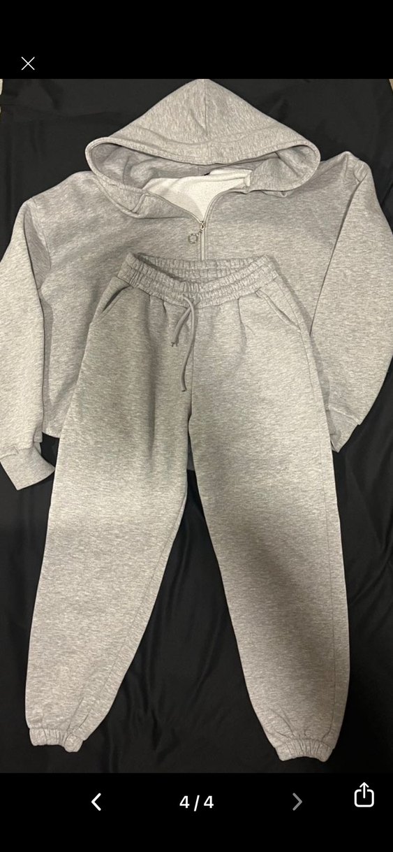 Gri Kadın Kapüşonlu Eşofman Takımı - Görsel 4