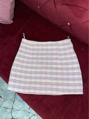 Zara Zara Kareli Mini Etek