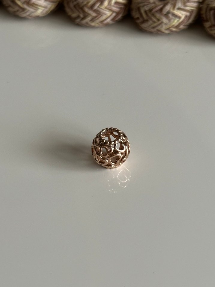 Pandora Rose Gold Kalp Küresi Kafes İşi Charm - Görsel 2