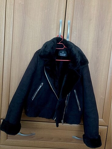 İçi Suni Kürklü Suni Süet Biker Ceket