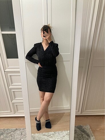 s Beden siyah Renk Koton kısa elbise