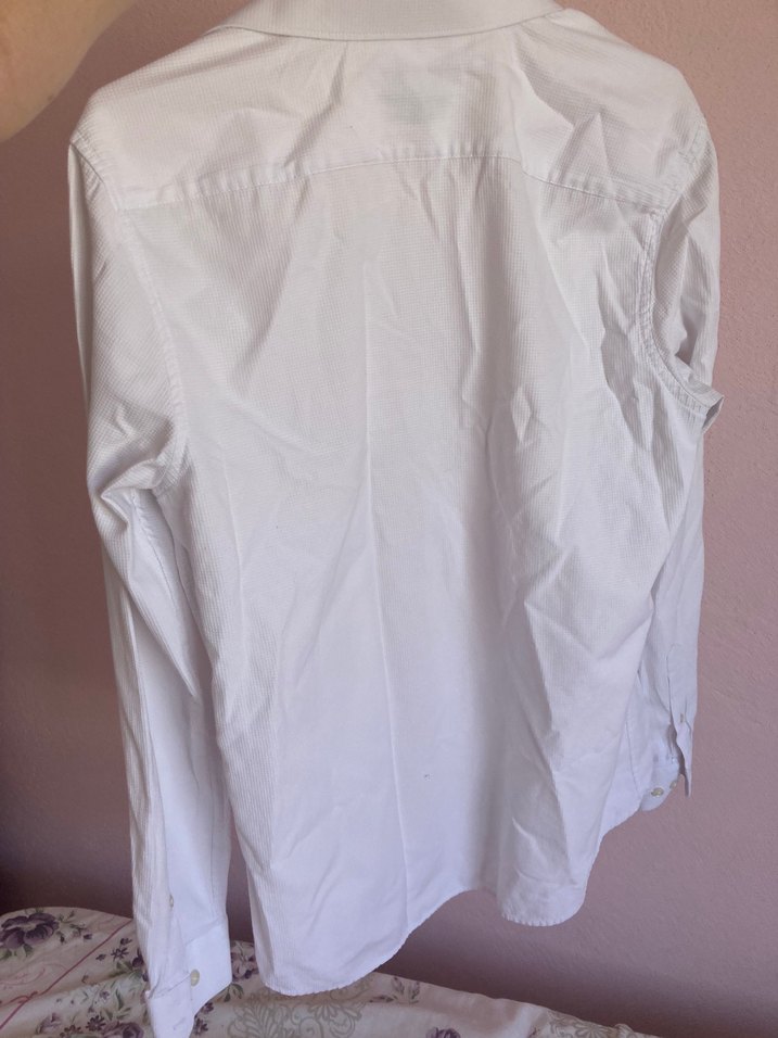 Düğmeli Beyaz Erkek Gömlek - Görsel 3