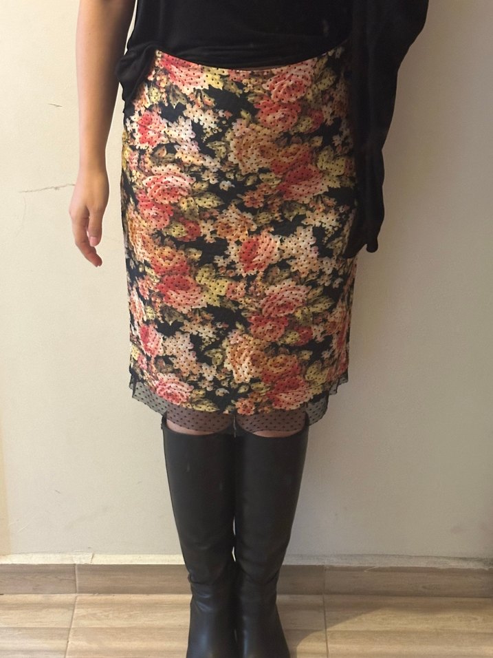 Gül desenli kalem etek diz boyunda - Görsel 5