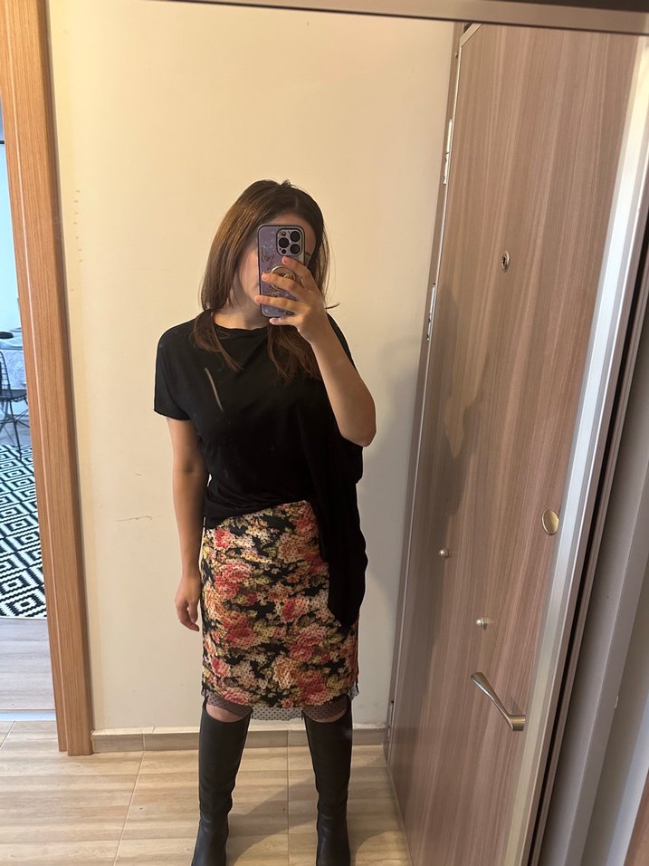 Gül desenli kalem etek diz boyunda - Görsel 2