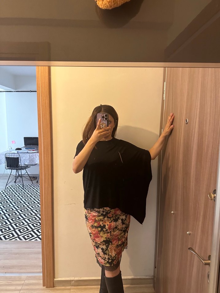 Gül desenli kalem etek diz boyunda - Görsel 4