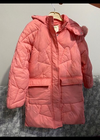 Pembe Kadın Midi Kaban Peluş Detaylı - Görsel 7