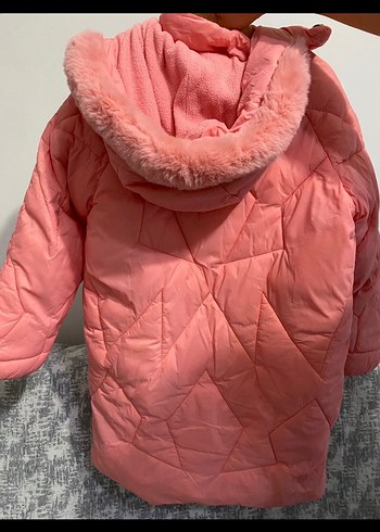 Pembe Kadın Midi Kaban Peluş Detaylı - Görsel 5