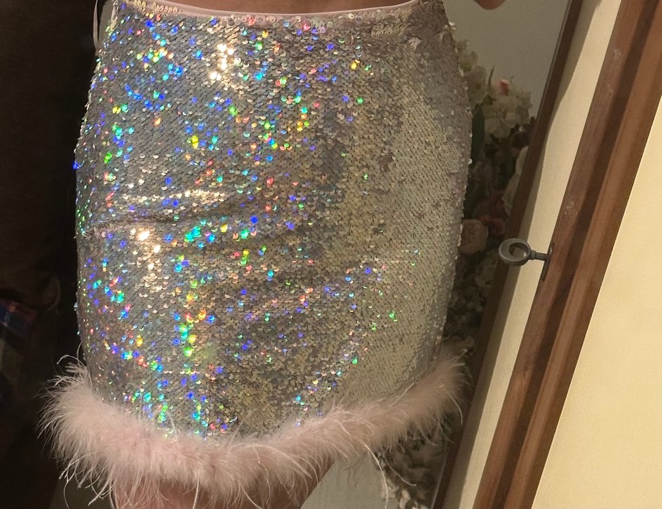 Parlak Pul Detaylı Kadın Mini Etek - Görsel 3