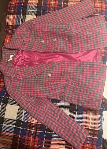 Düğmeli Çok Renkli Kadın Midi Blazer - Görsel 2